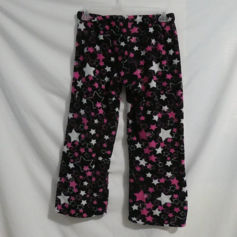725 ORIGINALS | small | Black Fleece Pajama - Lounge Pants | Pink & White Stars - Picture 2 of 16